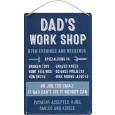 Jones Dad's Workshop Metal Sign Blue Wall Decor