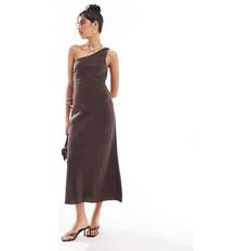 & Other Stories Midi Dresses & Other Stories One Shoulder Linen Midi Dress Dark Brown