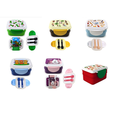 Puckator Clip lock stacked bento lunch box with cutlery
