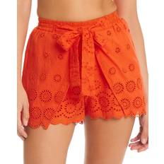 Trousers & Shorts Red Carter Cotton Eyelet Tie Front Cover Up Shorts