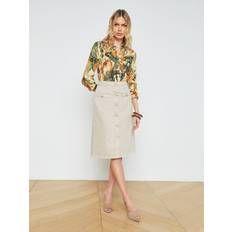 Normal Waist - Short Skirts L'agence Landry Button Front Midi Skirt Biscuit