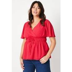 Short Sleeves Blouses Dorothy Perkins Curve Dobby Chiffon Wrap Top Pink