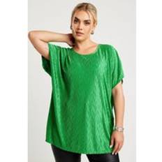 3XL Blouses Yours Zig Zag Plisse Top Green 26-28