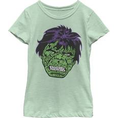 Marvel T-shirts Marvel Girls 46x Hulk Luck Icons Face Graphic Top, Mint One Size