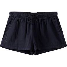 Bershka Dam Byxor & Shorts Bershka – Marinblå shorts linnelook med knytning midjan