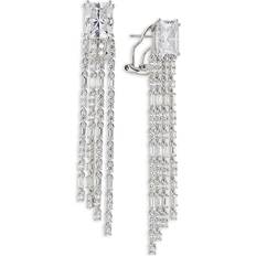 Nadri Chandelier Fringe Earrings - Silver/Diamonds