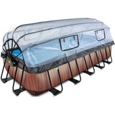 Rektangulär Pooler Exit Toys Wood Pool 540x250x122cm Med Sandfilterpump Och Tak