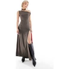 Weekday Short Dresses Weekday Lo Maxi Dress With Drape Off Shoulder - Grey