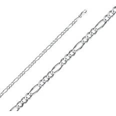 Men - White Gold Bracelets Trust Jewelry Sold by: Trust Jewelry, 14k Solid White Italian Gold Plain Figaro Concave Chain Link Bracelet 4mm