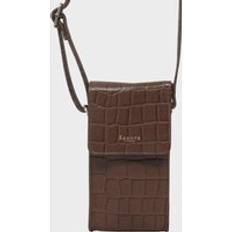 Brown Crossbody Bags Assots London 'TRACY' Croc Real Leather Crossbody Phone Bag Tan One Size