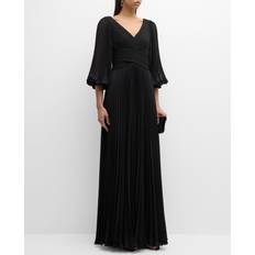 Men - Slit Dresses Chiffon Pleated V Neck Gown