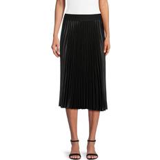 Aqua Skirts Aqua Pleated Satin Midi Skirt 100% Exclusive Black