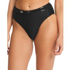 Nylon Bikinis Red Carter Women's Belted High-Waist Bikini Bottoms Black