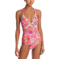 Tommy Bahama Summer Floral Tie Back One Piece Swimsuit Coral Coast