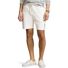 White Shorts Polo Ralph Lauren Men's 6-Inch Bear Jersey Shorts, White