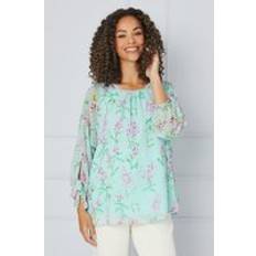 Clothing Wallis Floral Dobby Tie Sleeve Top Mint