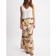 Linen Look Maxi Skirt Floral - Multi