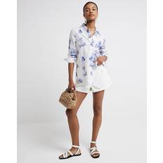 Clothing River Island Womens White Palm Tree Graphic Shirt