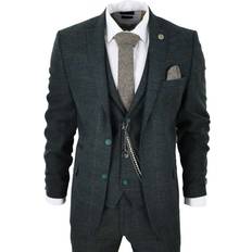 Tweed Check Peaky Blinders 1920 Gatsby Formal Suit - Olive Green