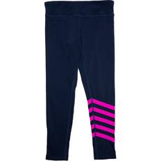 Worthy Threads Kid's Leggings With Neon Stripes - Navy/Magenta