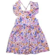 Violet Robes Worthy Threads Flowers Ruffle Sleeve Dress - Girls'