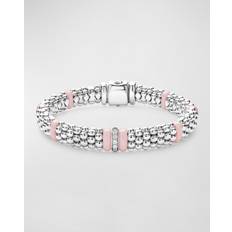 Quartz Bracelets Lagos Sterling Silver Pink Caviar Diamond Link 9mm Rope Bracelet 7in