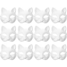 Halvmasker FMYSJ kpl tyhj kissanaamaria, naamiaisasut, cosplay-naamio, p iv koti, tee-se-itse, maalaamaton kissanaamio (FMY) White 18.5X16.5X6CM