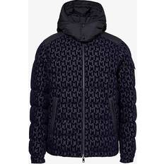 Moncler Jackets Moncler Mens Blue Monogram Savoie Funnel-neck Regular-fit Shell-down Jacket