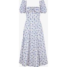 House of CB Womens Blue White Floral Tallulah Floral-print Stretch-cotton Blend Midi Dress BLUE WHITE FLORAL