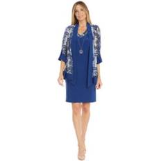 Denim - Short Dresses R&M Richards R & Richards Women's 2-Pc. Printed Jacket & Necklace Dress Denim