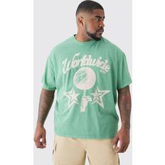 boohooMAN Plus Worldwide Baseball T-shirt - Green