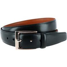 Elastane/Lycra/Spandex - Men Belts Trafalgar Men's Classic 30mm Cortina Leather Belt Black with silver-tone