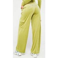 Juicy Couture Audree Velour Cargo With Diamante Logo Green, Green, Xxs, Women