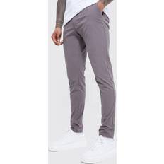 Mens Fixed Waist Skinny Textured Chino Grey