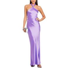 Retrofete Ester Satin Halter Dress - Purple