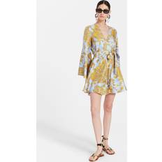 La DoubleJ Magnifico Long-Sleeve Silk Mini Dress LIGHT BLUE Medium