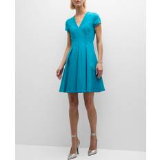 Short Dress - Turquoise Dresses Emporio Armani Cady Tech Fabric V Neck Dress