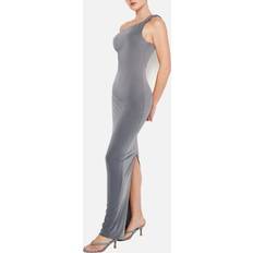 Clothing Good American Women's Sandwashed Jersey Twist Shoulder Maxi Dress Carbon Grey