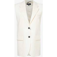 White - Woman Vests Max Mara Weekend Womens Ecru Single-breasted Padded-shoulder Wool Blazer ECRU