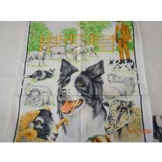 cotton tea collie dog & sheep design. Kitchen Towel