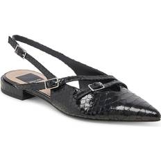 Dolce Vita Pamla Croc Embossed Slingback Flats - Black