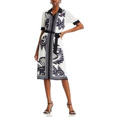 Paisley Dresses T Tahari Women's Paisley-Print Shirtdress Black White