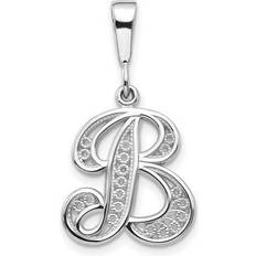 Men - White Gold Charms & Pendants Finest Gold by: Diamond Corporation, 14K White Polished Script Filigree Letter Initial Pendant