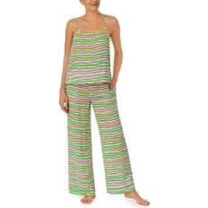 Green - Women Pajamas Sanctuary Women's 2-Pc. Printed Ruffled Pajamas Set Green Stripe