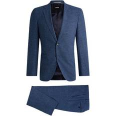 BOSS Regular-fit suit in micro-patterned cloth Dark Blue