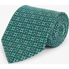 Ties Ferragamo Mens Verde Monogram-print Silk tie VERDE