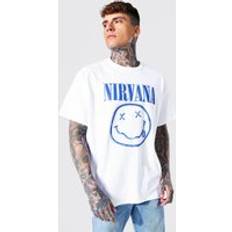 boohooMAN Oversized Nirvana Face License T-shirt White