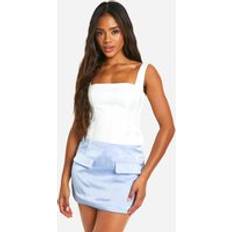 Normal Waist - Short Skirts boohoo Womens Satin Micro Mini Skirt Blue