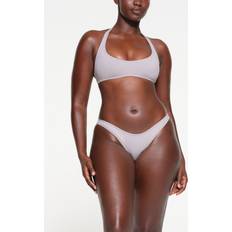 Chrome - Women Swimwear SKIMS Halter Scoop Bikini Top Grey Signature Chrome