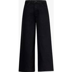 ME+EM ME And EM Womens Black Cropped Wide-leg Mid-rise Denim Jeans BLACK